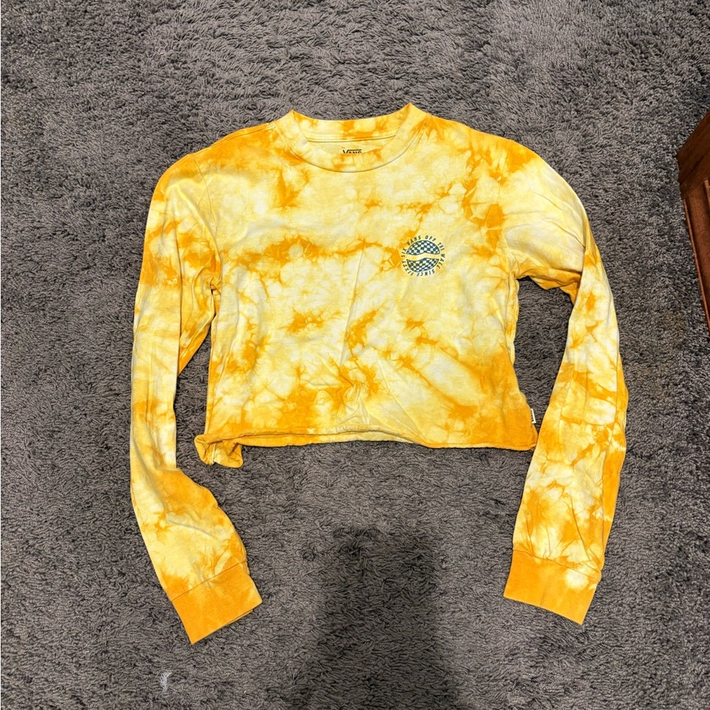Vans Yellow-Orange Tie-Dye Long Sleeve Cropped T-Shirt